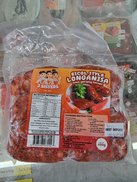 3 Sisters Longanisa Bicol Style 400g