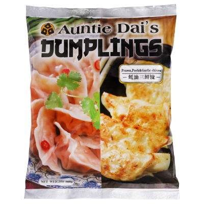Auntie Dais Dumpling Prawn Pork Garlic 500g
